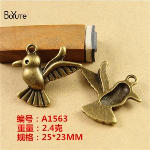 BoYuTe (50 Pieces/Lot) 25*23MM Antique Bronze Plated Zinc Alloy Bird Pendant Charms for Jewelry Making Diy Accessories Handmade