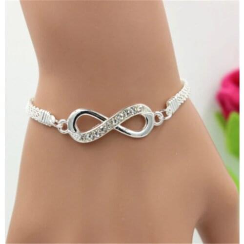 Rhinestone Infinity Bracelet for Men Women Jewelry