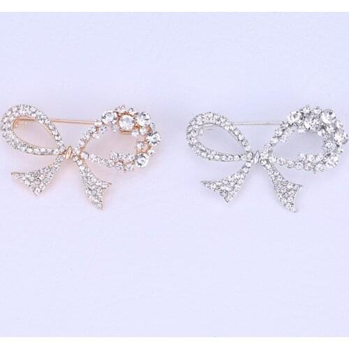 Fashion Temperament Rhinestone Brooches Tie Leaf Wreath Brooches For Women Girls Chic Brooch Jewelry Accessories