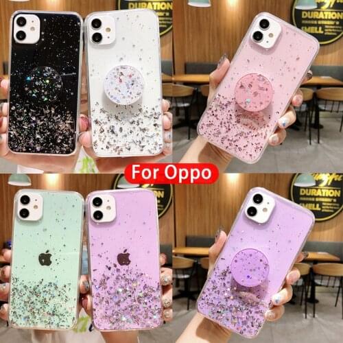Glitter Bling Case For Oppo Realme 7 X7 6 Pro X50 C12 C15 Reno 3 4 Pro ACE F17 Pro A72 A73 A92 A93 With Stand Holder Case Cover