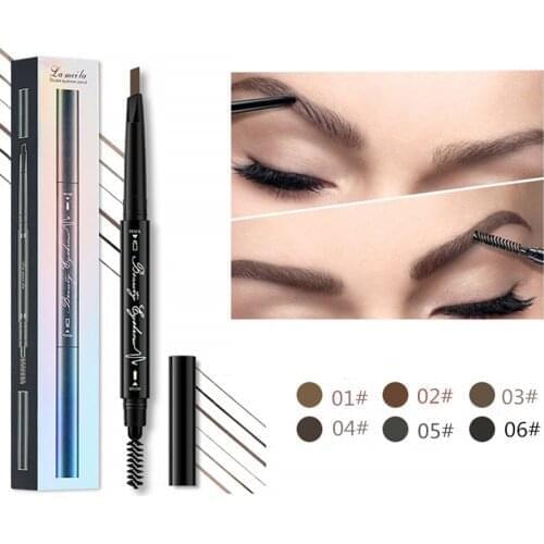 6 Color Double Ended Eyebrow Pencil Waterproof Long Lasting No Blooming Rotatable Triangle Eye Brow Makeup