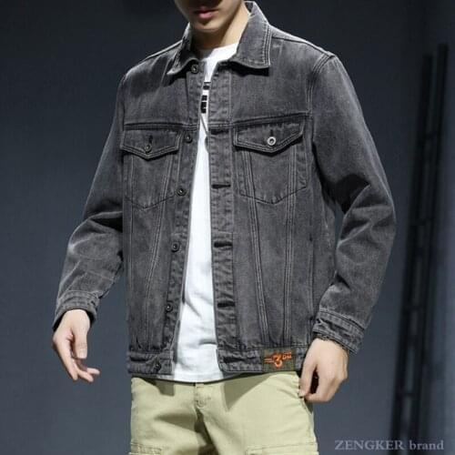 Spring and autumn denim jacket loose trendy fat man was thin plus fat plus size mens large fashion casual jacket s-7xL140KG