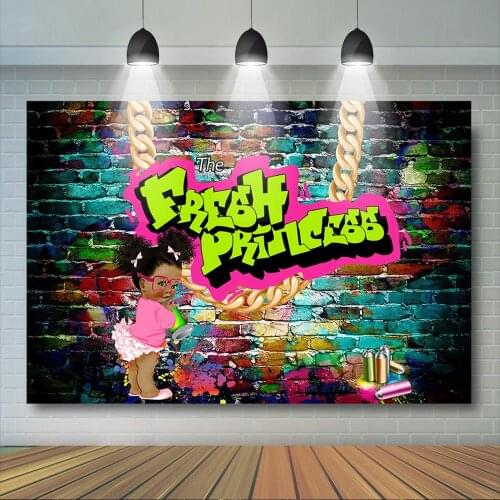 The Fresh Princess Backdrop Grafitti Wall Hip Hop Baby Shower Photo Background Girl Fresh Princess Baby Shower Party Decor