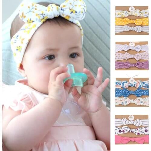 Toddler Baby Headwear 3-piece Set Spring Autumn Warm Headband for Baby Boy Girl Newborn Bow Headband 0-2 Years