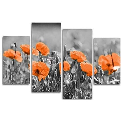 Orange Flower Canvas Print Wall Paintings Oil Art Pictures Modular Painting On Modern 4 Piece Poster Home Decoration