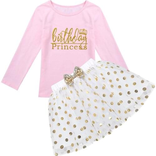 Baby Girl’s Clothing Set Toddler Baby Festive Birthday Princess Dress Baptism Evening Top Tutu Polka Dot Skirt Carnival Outfits