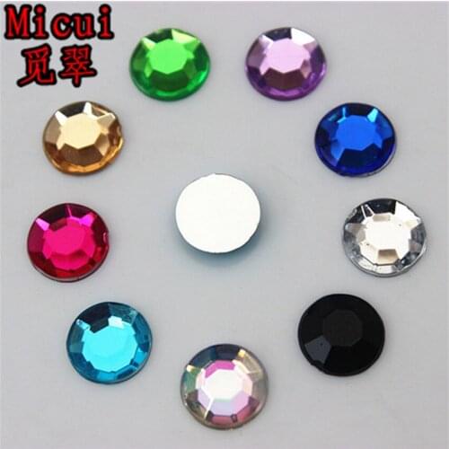 Micui 200PCS 8mm Mix Color Round Flatback Acrylic Rhinestones Crystals Stones Non Hotfix Strass Beads For Crafts ZZ687