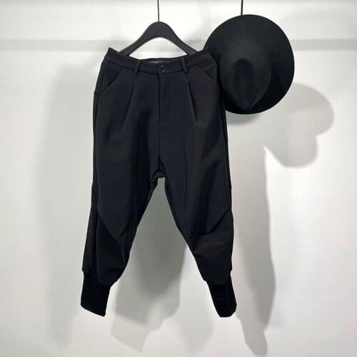 Owen Seak Men Casual Pencil Pants High Street Wear Mens Clothing England Sweatpants Preppy Autumn Winter Cross Black Pants