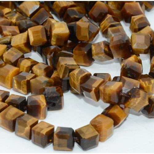 Natural Yellow TIger Eye Stone Irregular Edge Faceted Cube 6mm