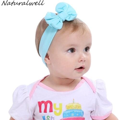 Naturalwell Baby girls cotton Head wrap Toddler Bow Headband Baby girl newborn Headwrap Turban boho cotton grey bandage HB382S