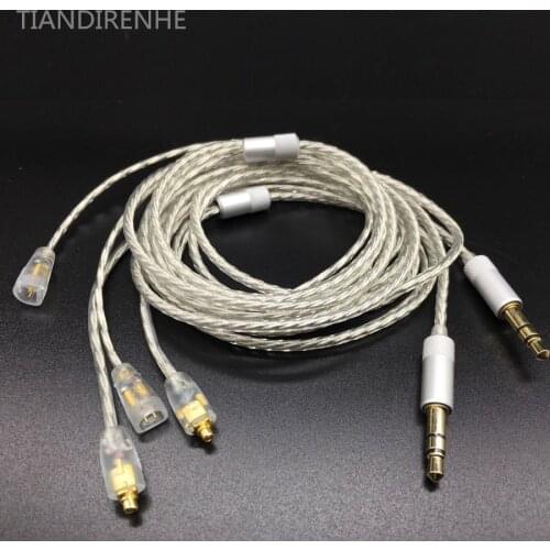 Tiandirenhe For Shure SE215 SE535 MMCX interface Earphones headphone upgrade cable for Sennheets ie80 silver plated DIY headset
