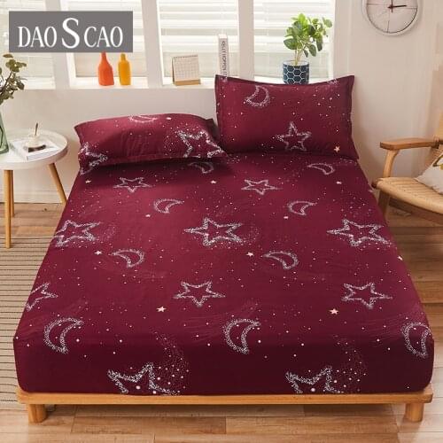New on Product) 1pcs 100%Polyester Printed Fitted Sheet Mattress Cover Four Corners With Elastic Band Bed Sheet(No Pillowcases)