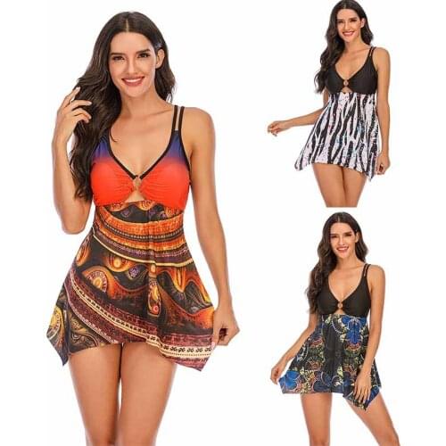 New Plus Size Swimwear Women Swimsuit Sexy Print Tankini Set Two Piece Beachwear 2020 Push Up Bathing Suit Beach Skirt Biquinis