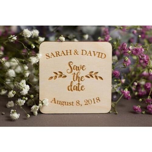 Personalize Succulent engraved Wedding wooden Save the Date Magnets bridal shower party favors company gifts invitations