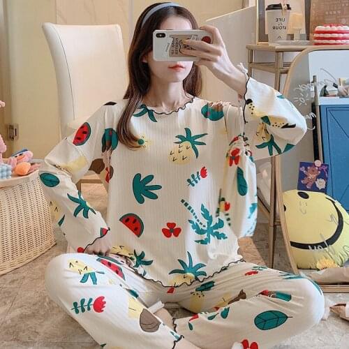 Long Sleeve Pajamas Set Polyester Leisure Women Sleepwear Suit 3Pcs Nightwear for Women Sleepwear Long Pant Cloth Bag