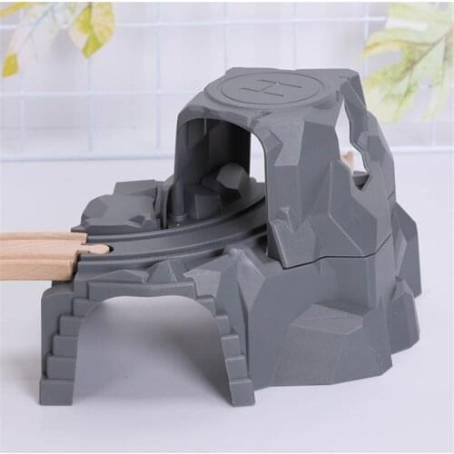 Plastic Grey Double Tunnel Wooden Train Track Accessories For Tunnel Track Train F3ME