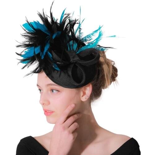 Classic Women Fancy Feather Female Fascinator Mesh Wedding Headwear Hair Clips Girls Ladies Bridal Hairband New Arrival