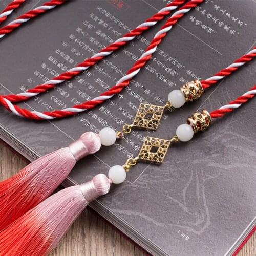Ancient Style Han Chinese Clothing Waist Skirt Braid Hair Rope Headband Red Hair Ring Vintage Tassel Red Girls Hair Accessories