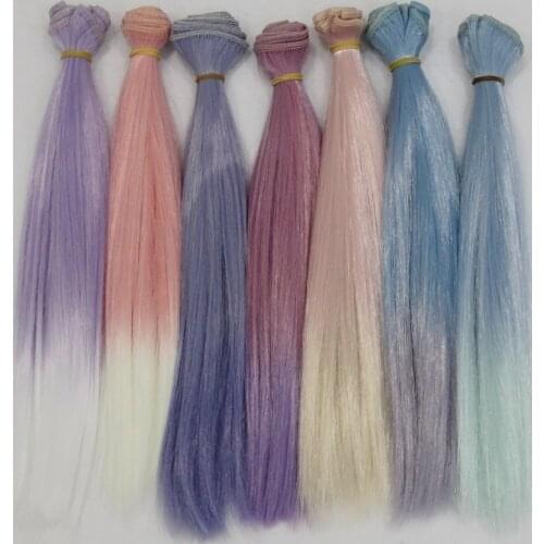 New 25cm Wholesales Gradient Color Straight Hair/wigs For BJD for Blyth Dolls Diy Handmade Doll Trees Dolls DIY Accessories