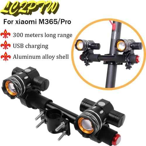 LED Headlight For Xiaomi M365/Pro Electric Scooter Zoomable 1200mAh Battery USB Rechargeable 150LM T6 LED Light Front Lamp