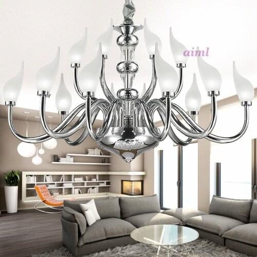 LED K9 Crystal swan Pendant Lights Northern Europe Plated Chrome 90-260V Pendant lamp rose water lily chromeplate Swan droplight