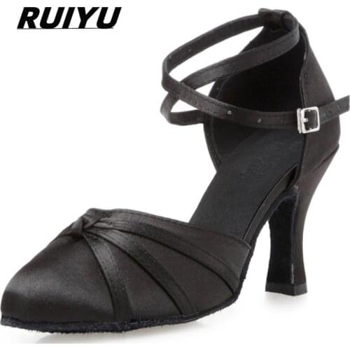 Latin Dance Shoes Women Salsa Tango Ballroom Womens Sports Shoes High Heels Fashion 2021 Womens Shoes Satin Black Red