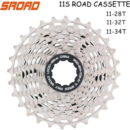 SROAD Road Bike SLR2 Cassette Ultralight 11 Speed 11-28T/32T/34T CNC Bike Freewheel K7 11V Sprocket Fit Shimano R9100 SRAM RED