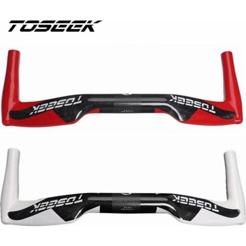 TOSEEK Full Carbon Fiber Bicycle TT Handlebar Bike Time Trial Bicycle Aerobar Base Bar Red/White
