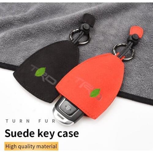 Suede Imprint TRD Logo Key Case Key Cover for Toyota Auris Camry RAV4 C-HR Avalon Yaris Verso Prado Prius Corolla Land Cruiser