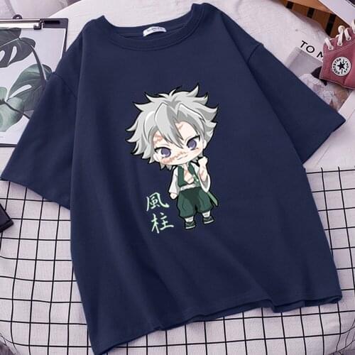 Women Demon Slayer Tshirts Hashira Sanemi Ladies TShirt Kimetsu No Yaiba Summer Brands T Shirts Short Sleeve Tee Camisetas Mujer