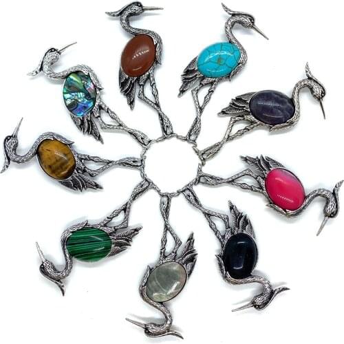 Natural Abalone Shell Pendant Animal Ostrich Shape Gem Inlaid Ladies Necklace Pendant Handmade DIY Exquisite Jewelry Accessories