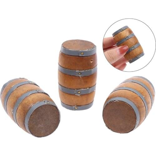 1:12 Miniture Dollhouse Mini Wooden Red Wine Barrel Beer Cask Beer Keg Decor For Dollhouse Decals New