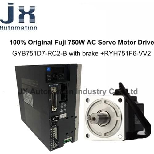100% Original Fuji 750W 3000r/min 4.9A AC Servo Motor GYB751D7-RC2-B with brake+Servo Drive RYH751F6-VV2