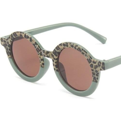 2021 Fashion Leopard Round Kids Sunglasses Girls Children Goggle Baby Boys Anti-UV Sun Glasses Shades Colorful UV400 Eyewear