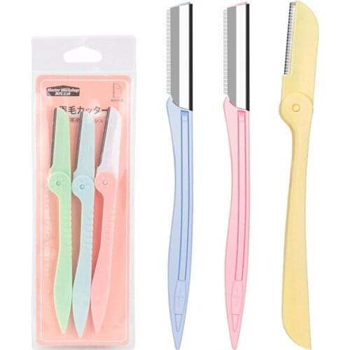 3 PC Eyebrow Trimmer Set Folded for Men and Women Beginners Eyebrow Shaver Razor Razor Makeup Tool Razor Se Safety Razor