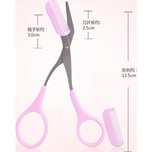 3 Pieces / lot pink Eyebrow Thinning Shears Trimmer Scissors Comb Eyelash Scissors Clips Shaping Eyebrow Grooming Cosmetic Tool