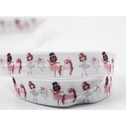 5/8" Cartoon girl heat-transfer elastic foe printed ribbon 16mm diy girls handmade bow ribbons for degift wrap tape ribbons