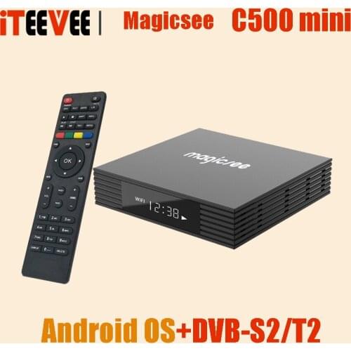 5PCS Magicsee c500 mini Amlogic S905W android tv box digital satellite receiver DVB-S2X/S2 DVB T2 Android 4k tvbox for Europe/As