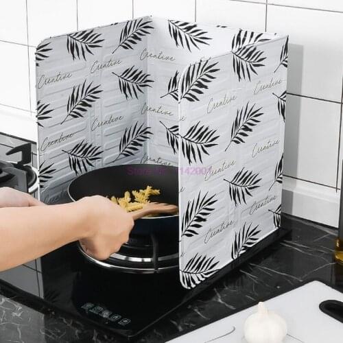 50pcs Foil Oil Baffle Aluminum Block Cactus Printed Oil Plate Barrier Stove Cooking Heat Insulation Anti-Splashing Kitchen Tool