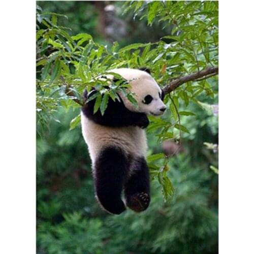 5D DIY Rhinestones diamond painting cross stitch full round panda stay at tree diamond embroidery plastic crafts
