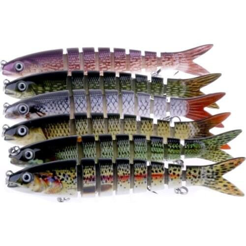 6pcs Muliti Jointed Fishing Lure 8 Sections Hard Plastic Minnow Baits Lifelike Lure Isca Artificial Fishing Tackles 13.6cm 18.7g