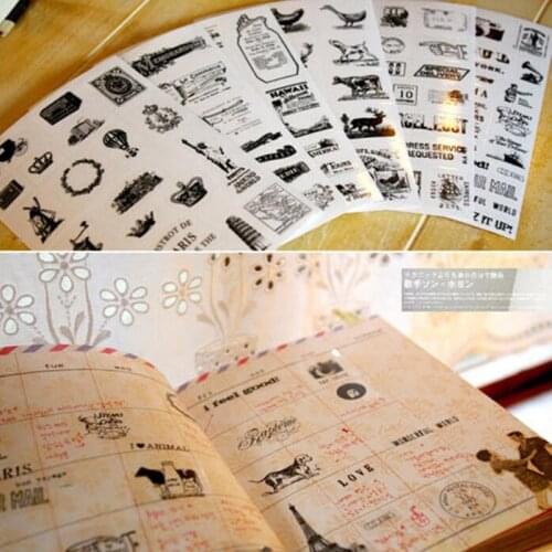Scrapbooking Stickers Notebook Album Calendar Memo Stickers Diary Decoration 6 Sheet Black Crown Animals Print Memo Pad
