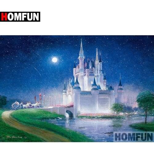 HOMFUN Full Square/Round Drill 5D DIY Diamond Painting "Castle scenery" Embroidery Cross Stitch 5D Home Decor A01162