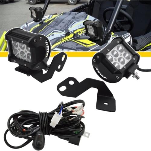Car Accessories Led light bar 4 inch 18W A-Pillar LED Light Pod Brackets Wiring Kit UTV For Polaris RZR XP 1000 RZR 900 Turbo