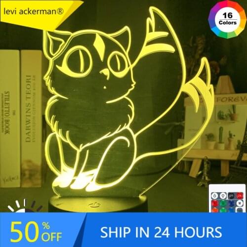 Cute Kirara Figure Led Night Lamp for Bedroom Decoration LED Touch Sensor Colorful 3d Night Light Unique Anime Inuyasha Gift