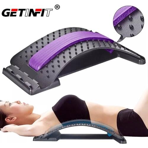 Getinfit 3 Level Adjustable Back Stretcher Massager Lumbar Support Fitness Body Massager Relieve Spinal and lumbar Pain