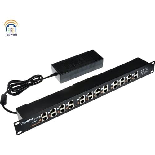 POE World GPOE-12-1U-48V120W Gigabit POE 12 Port Power over Ethernet Injector include 48v 120w power supply