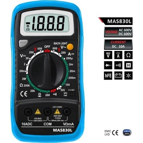 BSIDE MAS830L 2000 Word Small Handheld Digital Multimeter With Background Light Protective Sleeve
