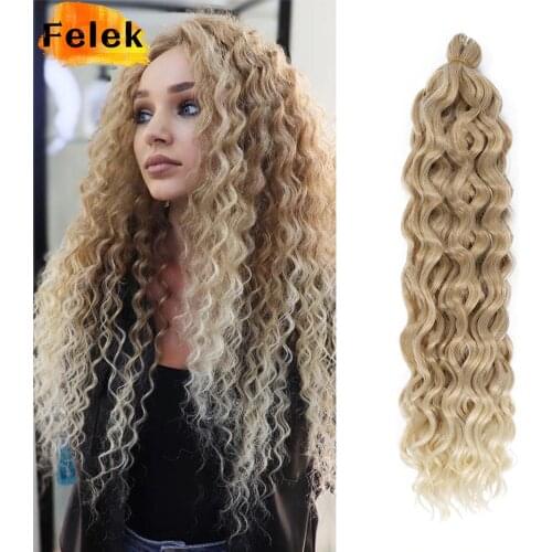 Ocean Wave Braiding Hair Extensions Crochet Braids Synthetic Hair Hawaii Afro Curl Ombre Curly Blonde Water Wave Braid For Women