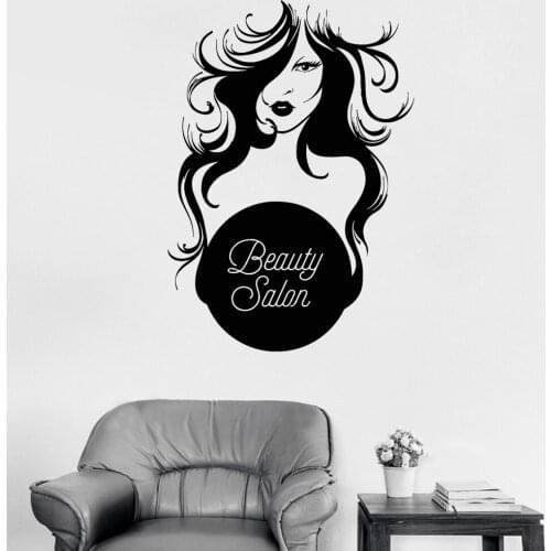 Beauty Salon Pretty Girl Vinyl Wall Decal Woman Hair Stylist Signboard Decor Stickers Bathroom Girls Bedroom Art Mural Hot LC256